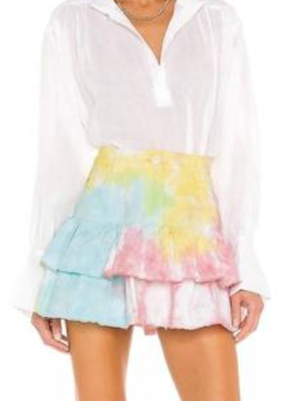 LOVESHACKFANCY
Landen Mini Skirt In Rainbow Radial Tie Dye Size XS